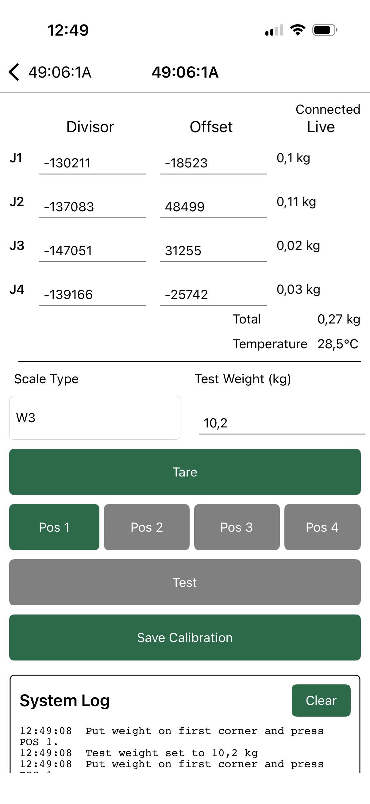 Bees App Calibration Screen