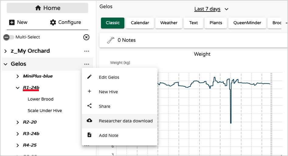 Esportazione per ricercatori
