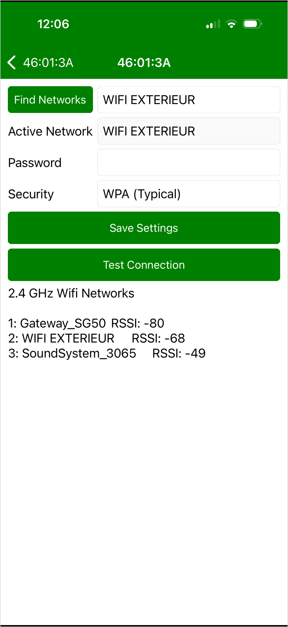 Test WiFi connection